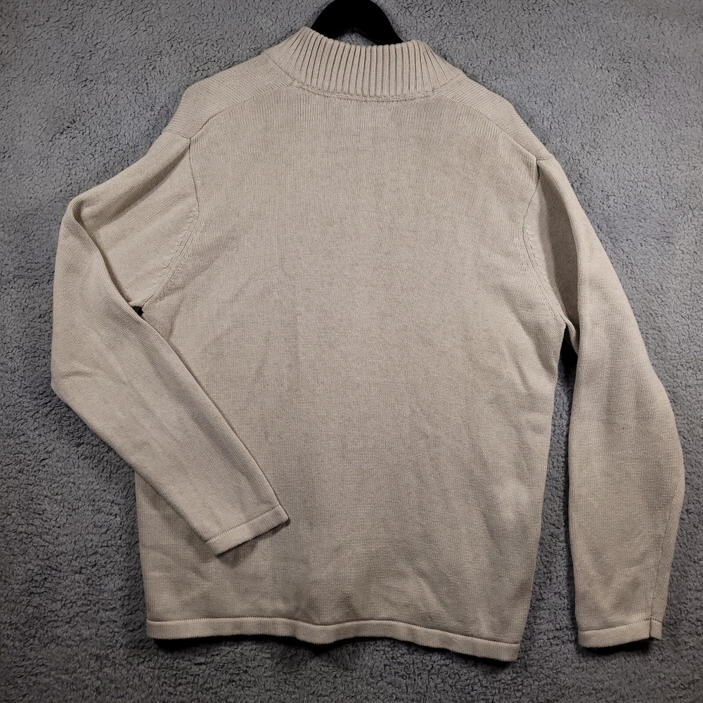 Eddie Bauer Mens 2XL Mock Neck Quarter Zip Long Sleeve Sweatshirt Cream YKK - Picture 5 of 9